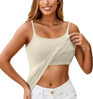 Camisole Tops for Women Built in Bra Adjustable Spaghetti Strap Workout Yoga Shirts Basic Tank Tops Layer Padded Bra