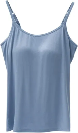 Camisole Tops for Women Built in Bra Plus Size Padded Tank Tops Camisole Spaghetti Strap Workout Athletic Tanktops