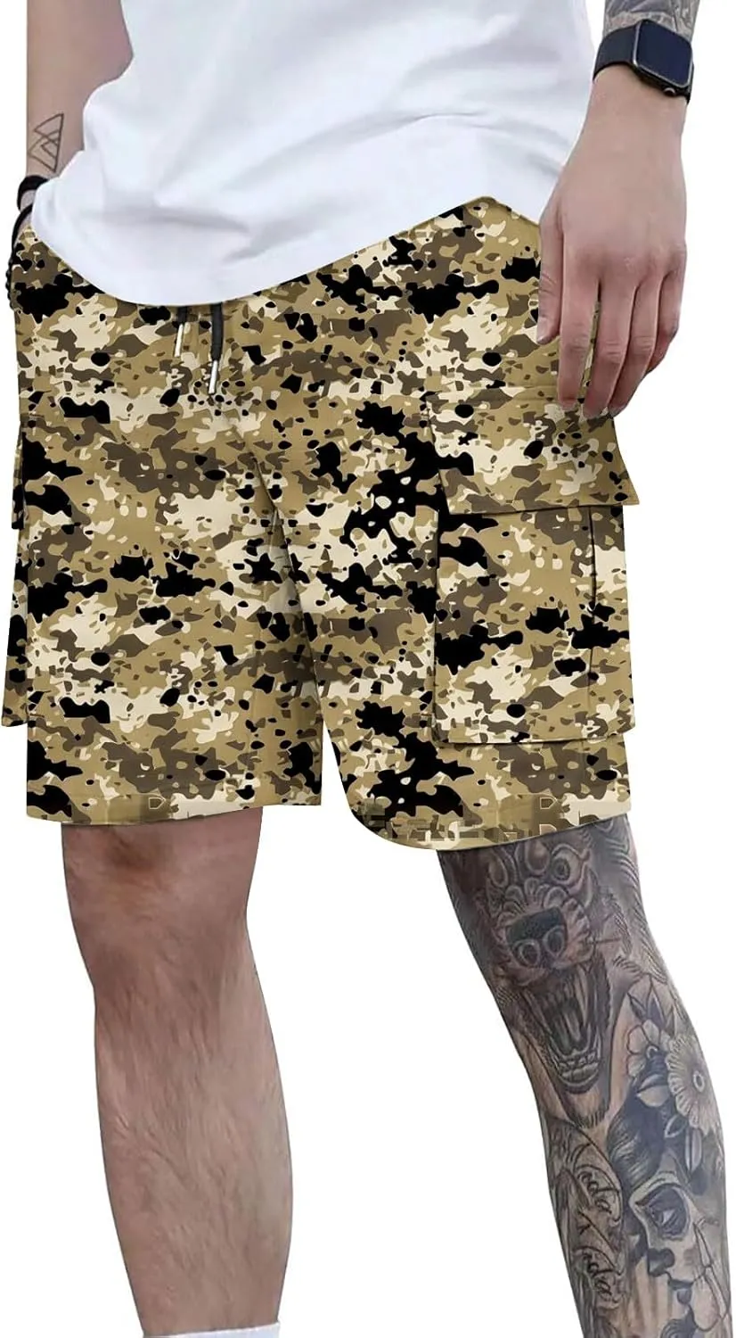 Camo Straight Leg Basic Cargo Shorts for Mens Fall Summer Loose Fit Trousers Pants Shorts Mens 2025 Y2K