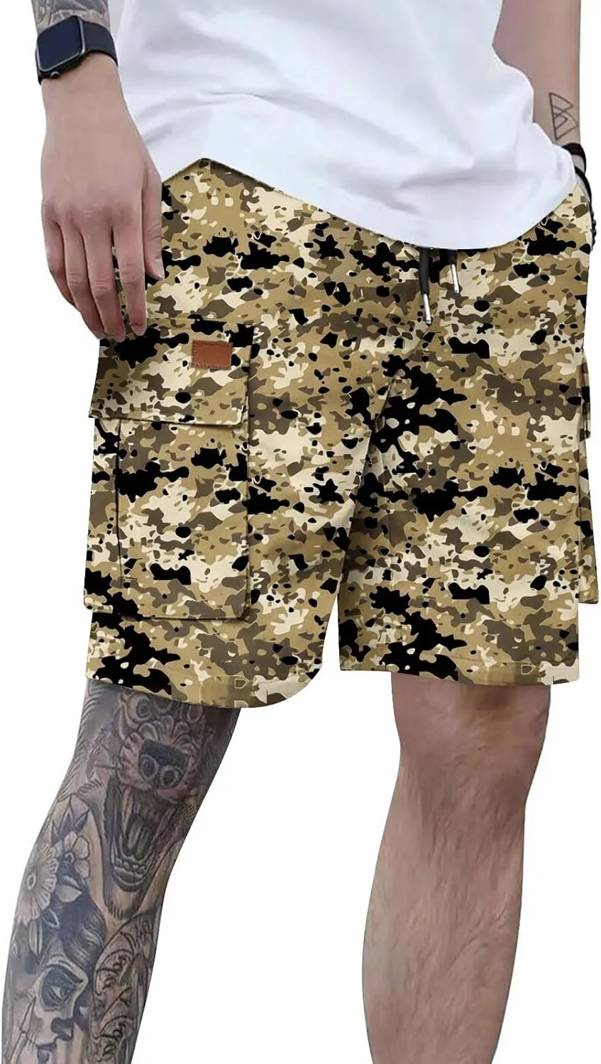 Camo Straight Leg Basic Cargo Shorts for Mens Fall Summer Loose Fit Trousers Pants Shorts Mens 2025 Y2K