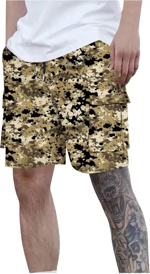 Camo Straight Leg Basic Cargo Shorts for Mens Fall Summer Loose Fit Trousers Pants Shorts Mens 2025 Y2K