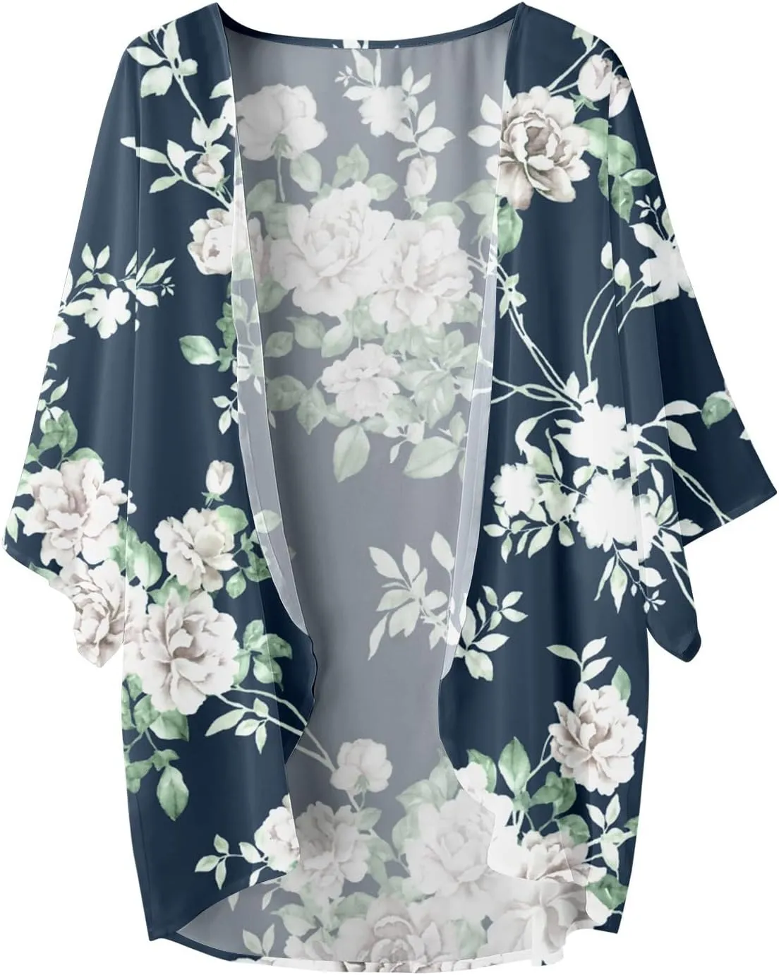 Cardigan for Women Lightweight Summer Floral 3/4 Sleeve Duster Cardigans Casual Comfort Open Front Kimonos Cover Up Blouse