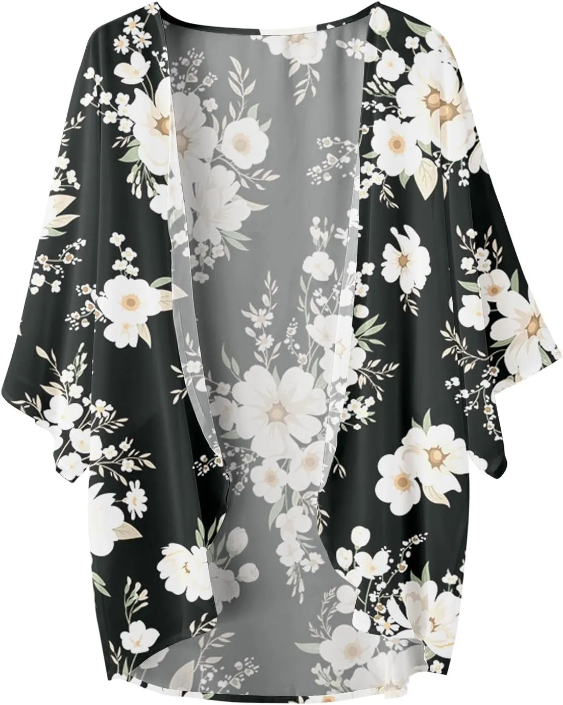 Cardigan for Women Lightweight Summer Floral 3/4 Sleeve Duster Cardigans Casual Comfort Open Front Kimonos Cover Up Blouse