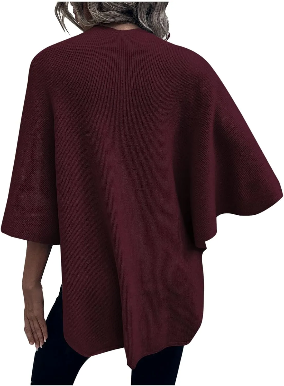 Cardigan for Women Winter Cloak Shawl Wraps Faux Fur Pompoms Irregular Hem Cape Warm Open Front Knit Sweater Shawls