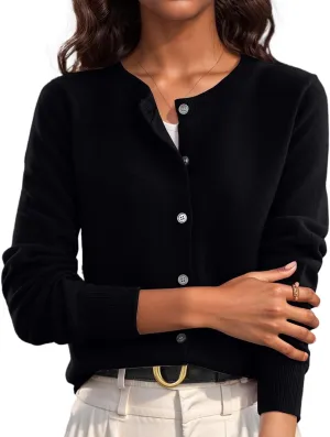 Cardigan Sweaters for Women Trendy Long Sleeve Crewneck Button Down Cashmere Sweaters Loose Lightweight Knit Sweater