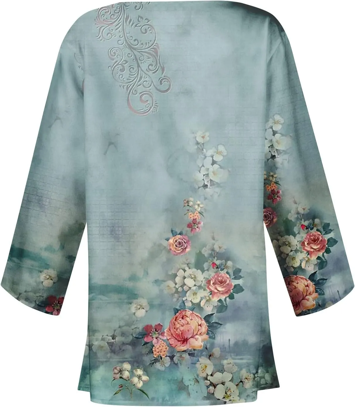 Cardigans for Women 2025 Retro Print 3/4 Sleeve Cardigans Lightweight Blouse Tops Coat Casual Duster Jackets