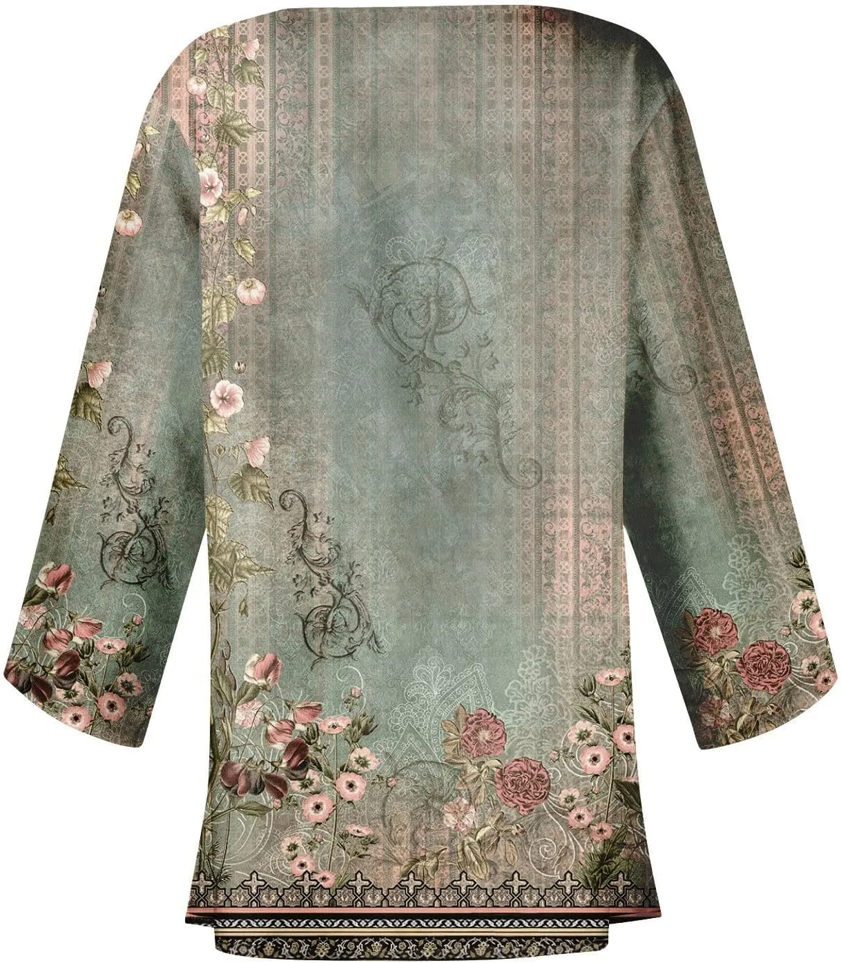 Cardigans for Women 2025 Retro Print 3/4 Sleeve Cardigans Lightweight Blouse Tops Coat Casual Duster Jackets
