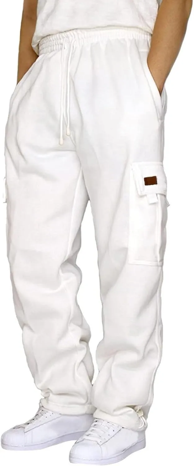 Cargo Pants For Men Mens Casual Heavyweight Cargo Fleece Sweatpants Stretch Elastic Sports Jogger Trousers Pants