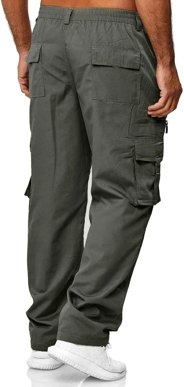Cargo Pants for Men Relaxed Fit Man Sizes Casual Jogger Pant Men's Fleece Lined Cargo Sweatpants Open Bottom Straight