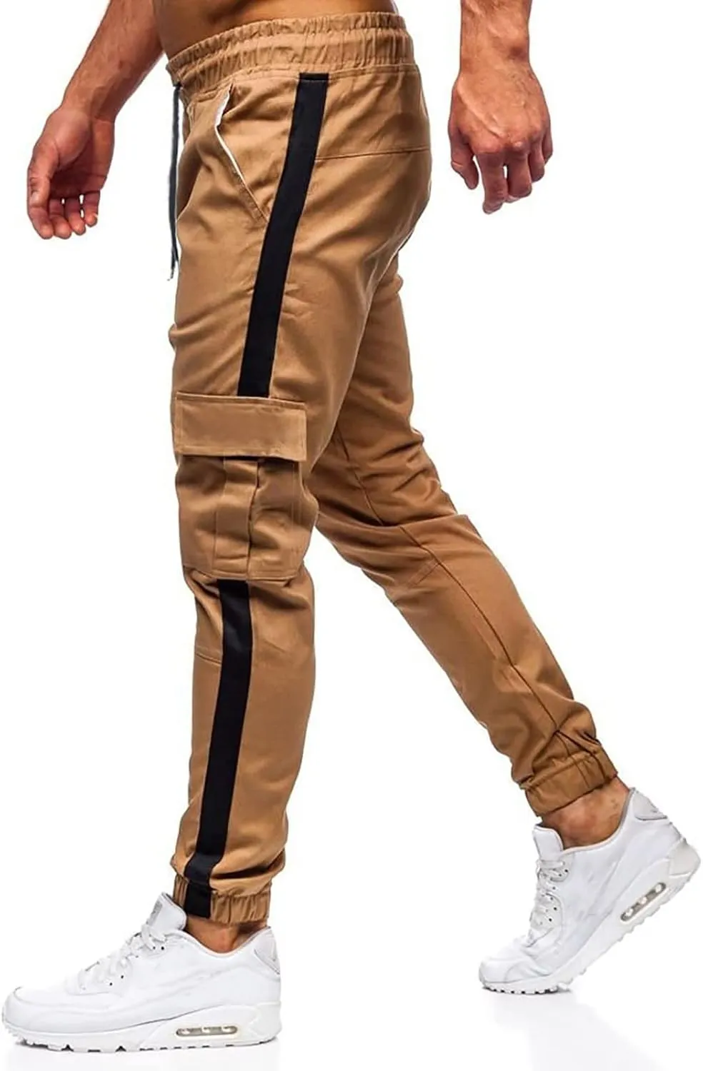 Cargo Pants for Men Relaxed Fit Slim Fit Tapered Gym Running Workout Pants Athletic Drawstring Joggers with Pockets