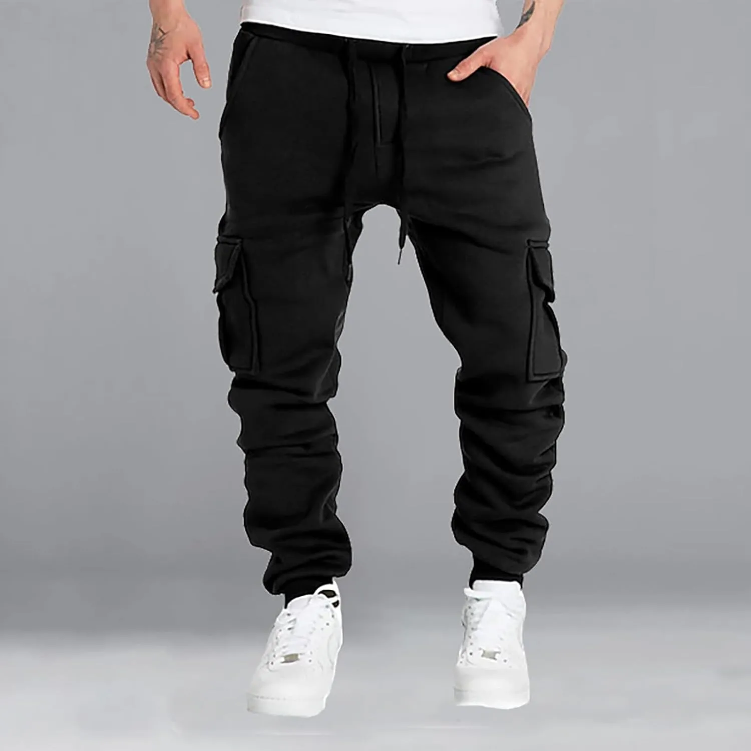 Cargo Pants for Men Wide Leg Multi Pockets Mens Pants Classic Cotton Casual Work Hiking Relaxed Fit Pants