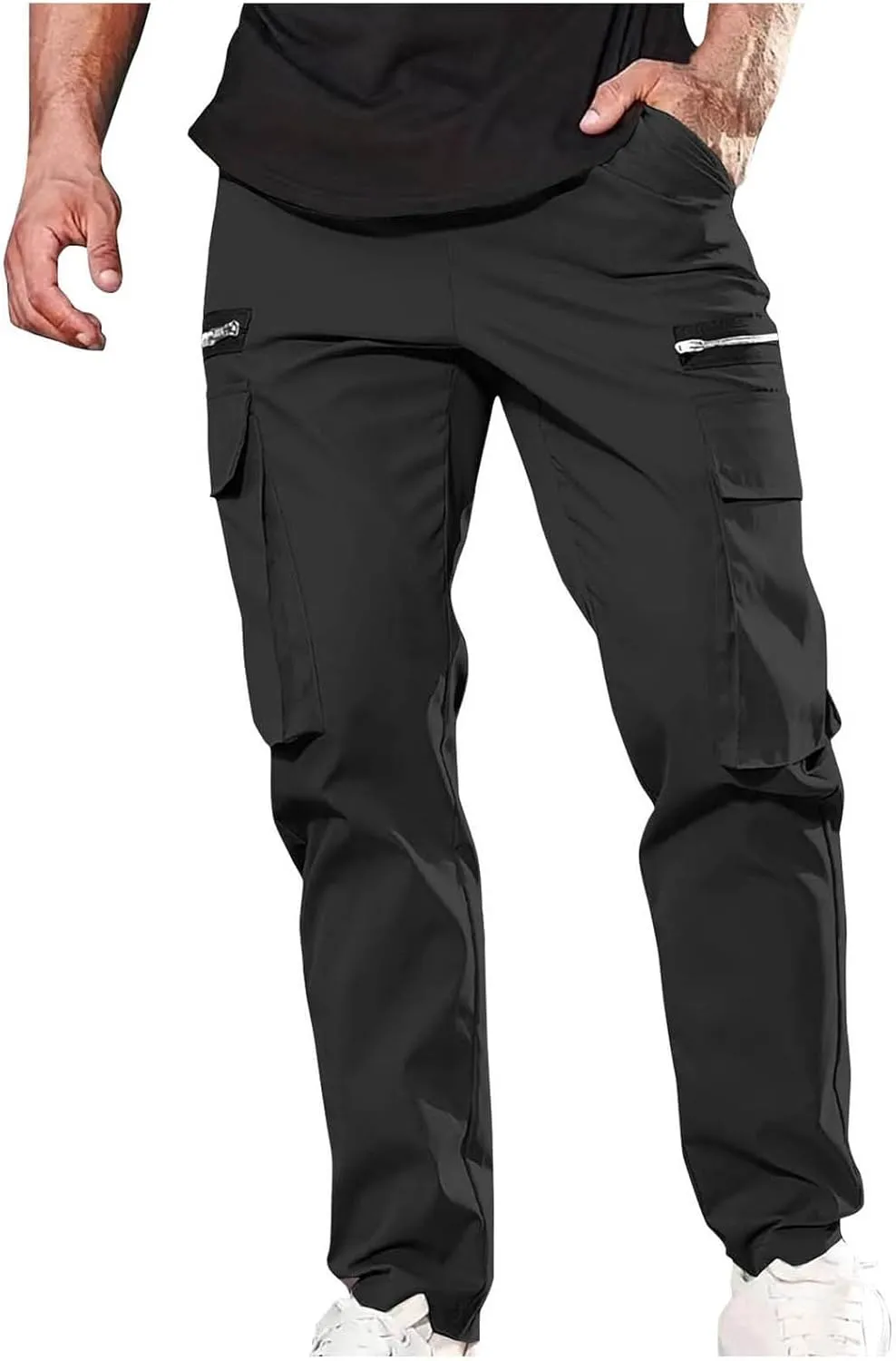 Cargo Work Trousers for Men Smart Casual Pants Straight Leg Pant Elastic Waist Trousers Gym Sweatpants Outdoor