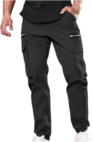 Cargo Work Trousers for Men Smart Casual Pants Straight Leg Pant Elastic Waist Trousers Gym Sweatpants Outdoor