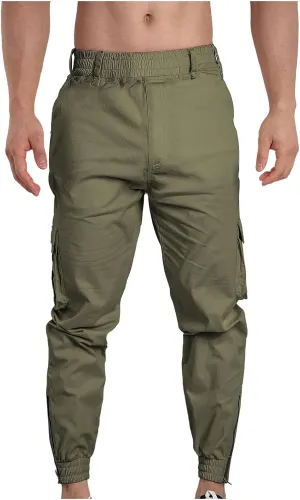 Casual Sport Pants Mens Hiking Tactical Pants Belted Foot Cargo Pants Solid Color Cotton Pants Zip Off Cargo Pants