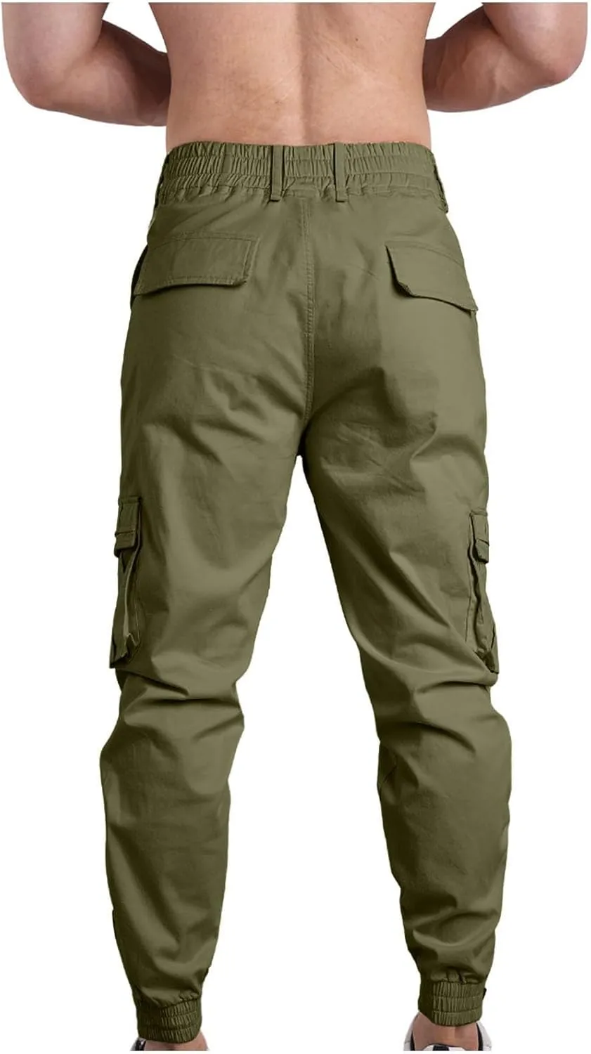 Casual Sport Pants Mens Hiking Tactical Pants Belted Foot Cargo Pants Solid Color Cotton Pants Zip Off Cargo Pants