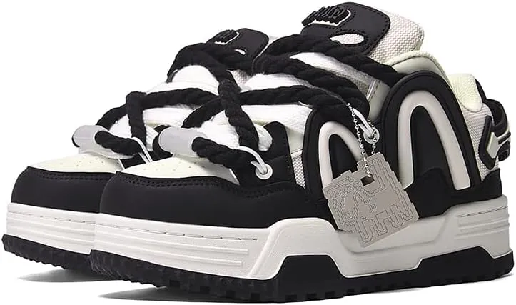 Casual Sports Skateboard Shoes, Thick-Soled Skateboard Shoes, Low-top, Thick Straps, Waffle Accessories, Shock-Absorbing, Breathable Upper