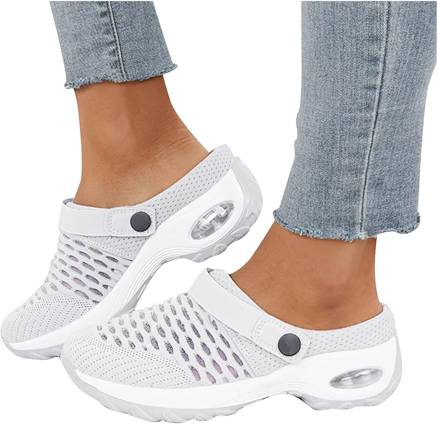 Cathalem Mules for Women 2024 Air Cushion Orthopedic Slip on Shoes Air Cushion Slip-on Diabetic Walking Shoes for Women