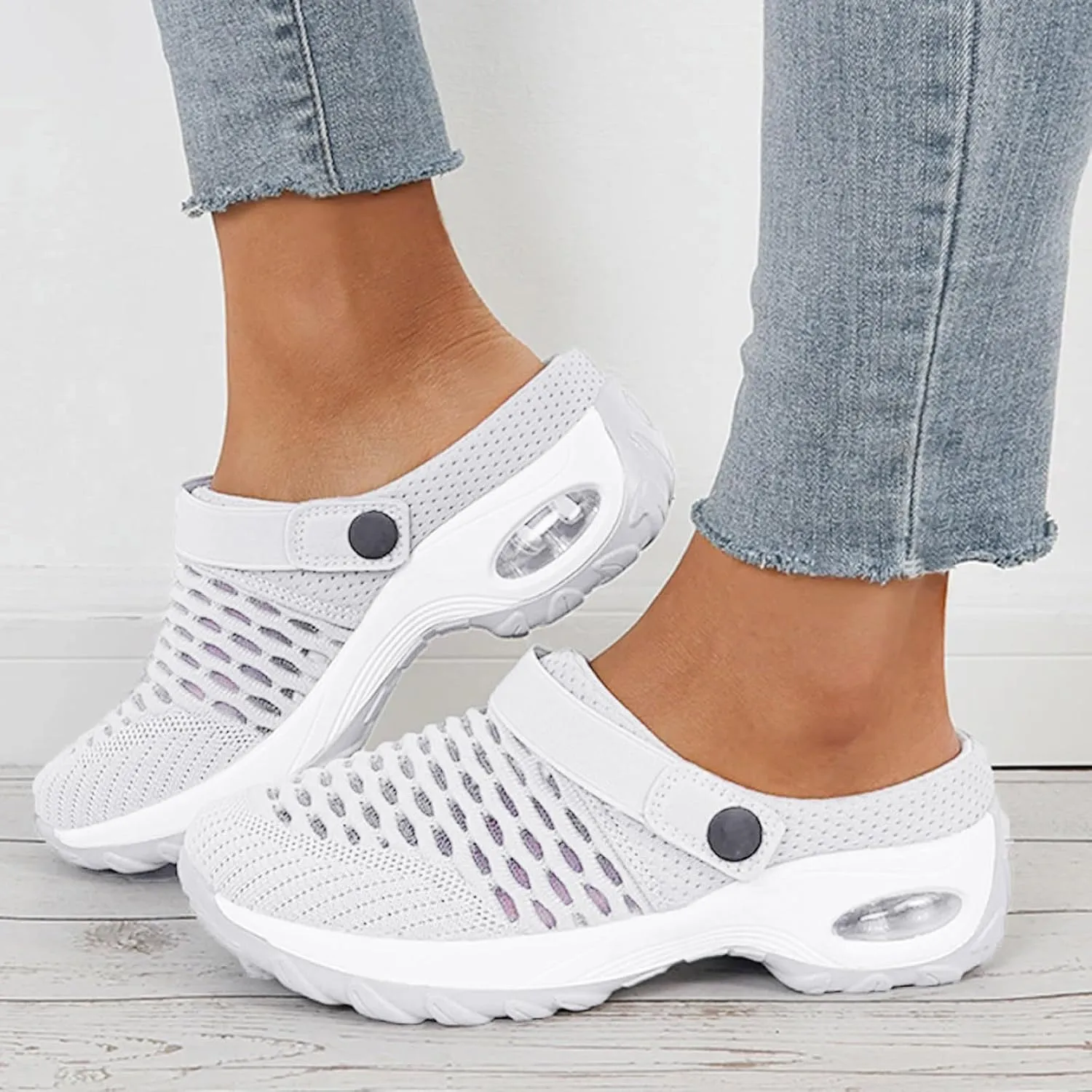 Cathalem Mules for Women 2024 Air Cushion Orthopedic Slip on Shoes Air Cushion Slip-on Diabetic Walking Shoes for Women