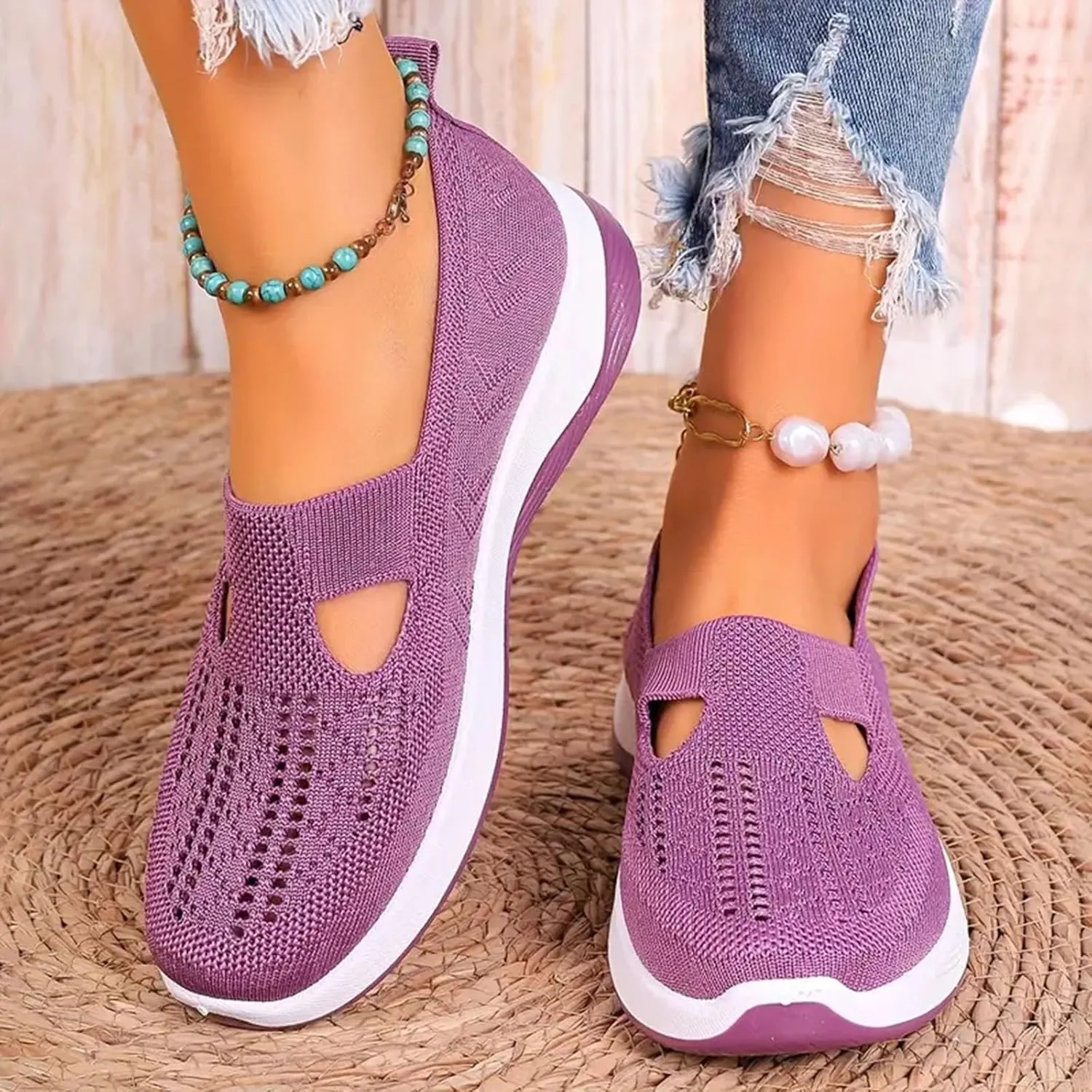 Cathalem Orthopedic Shoes for Women, 2024 New Women's Woven Breathable Soft Sole Shoes Diabetic Shoes for Women