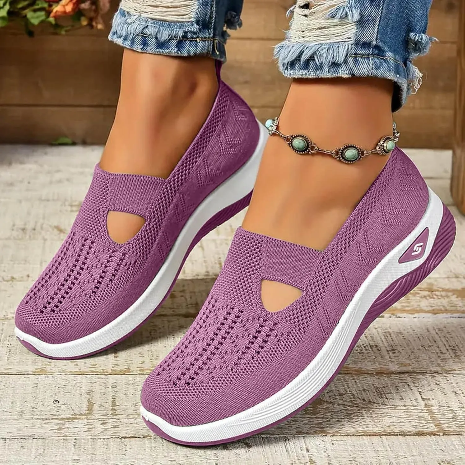 Cathalem Orthopedic Shoes for Women, 2024 New Women's Woven Breathable Soft Sole Shoes Diabetic Shoes for Women