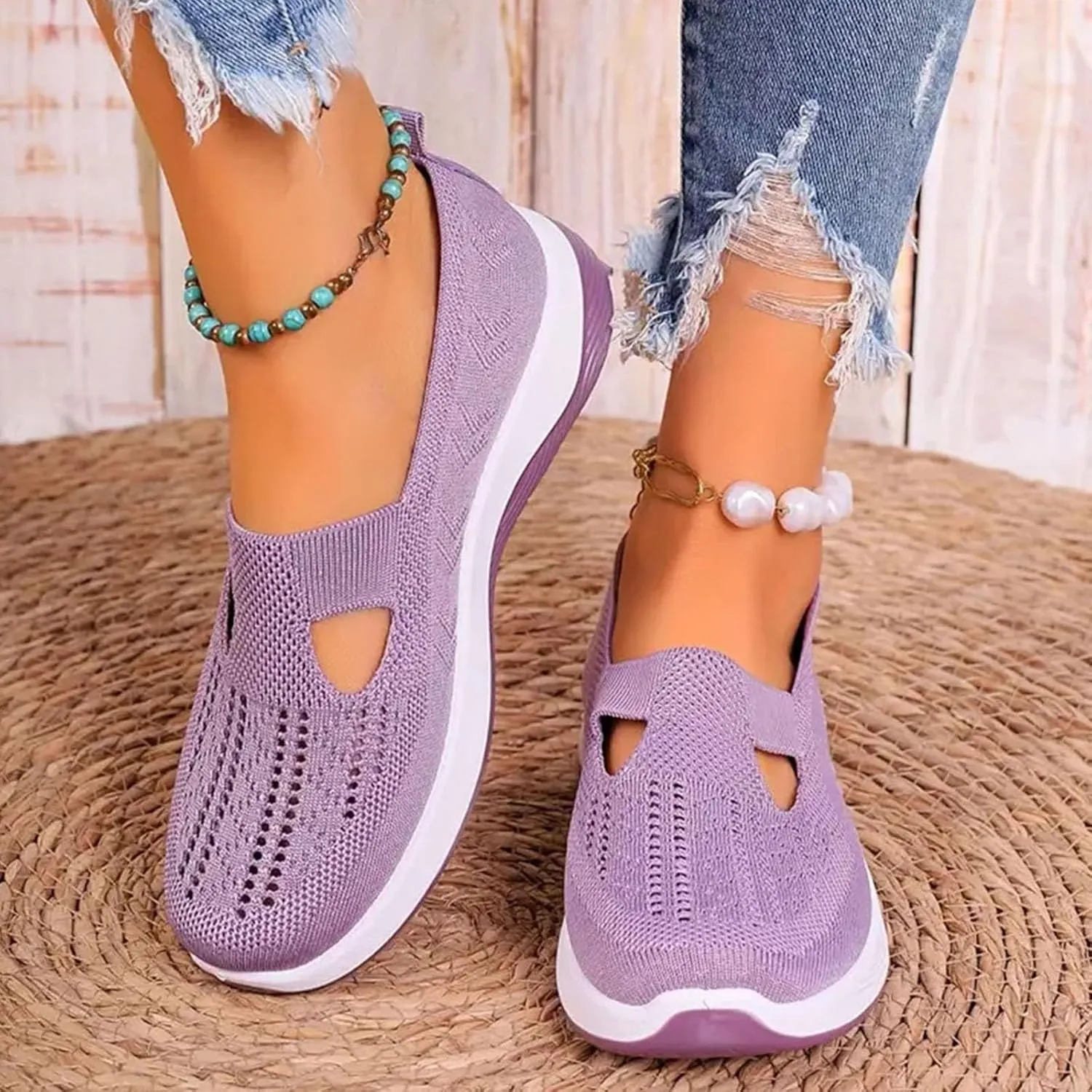 Cathalem Orthopedic Shoes for Women, 2024 New Women's Woven Breathable Soft Sole Shoes Diabetic Shoes for Women