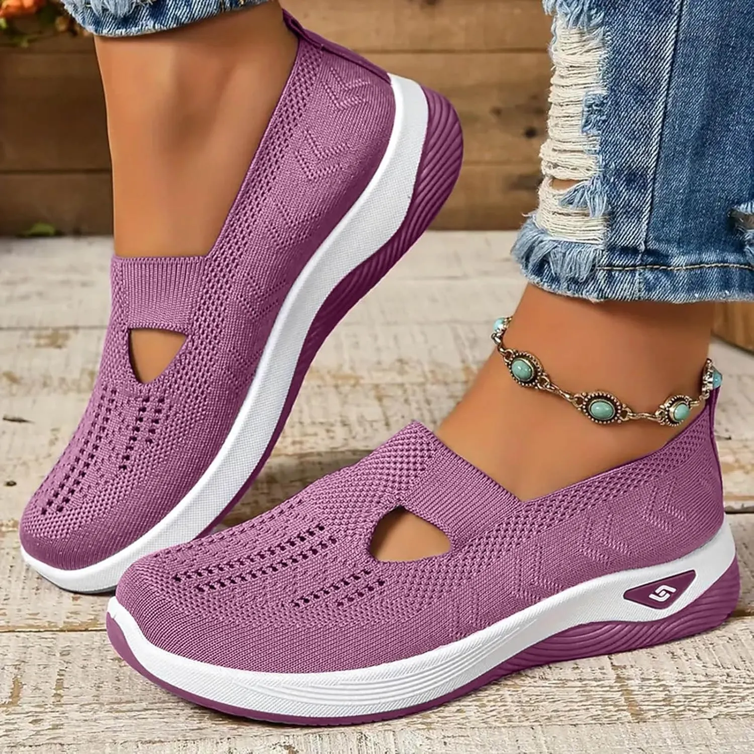 Cathalem Orthopedic Shoes for Women, 2024 New Women's Woven Breathable Soft Sole Shoes Diabetic Shoes for Women