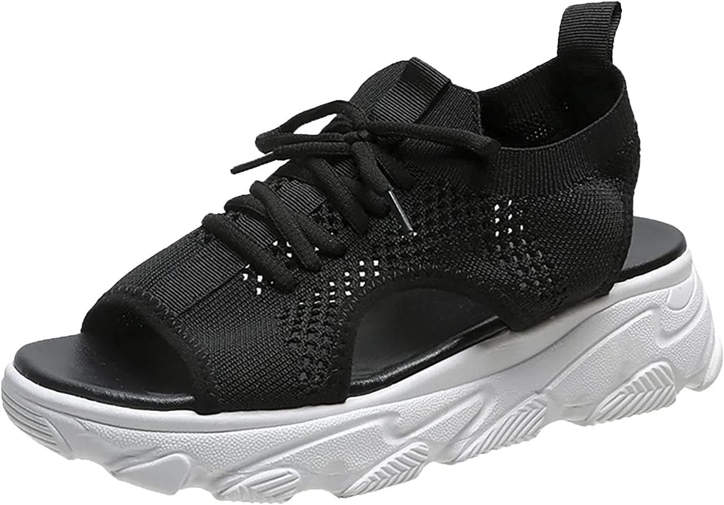Cathalem Orthopedic Wedge Sandals for Women Summer Dressy Women Sandals Mesh Casual Thick Soled Lace Up Sandals Outdoor Shoes