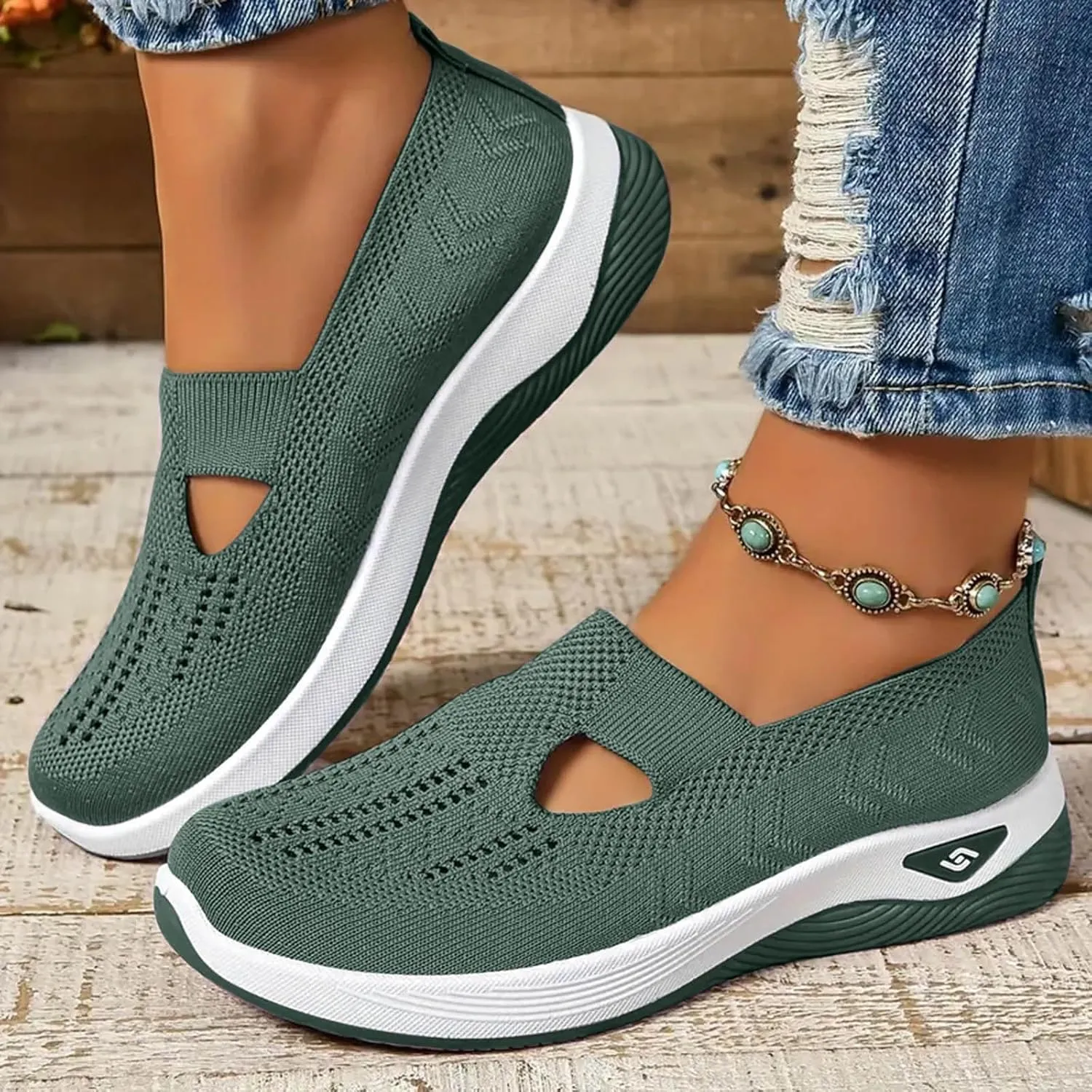 Cathalem Women's Woven Orthopedic Breathable Soft Shoes Arch Support, Diabetes Foam Shoes Walking Anti-Skid Sports Shoes