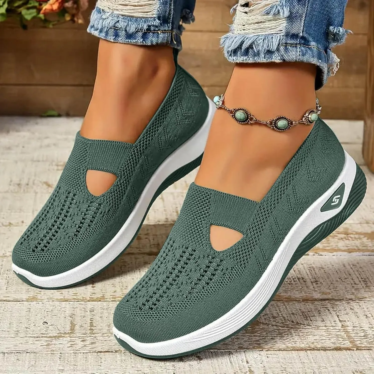 Cathalem Women's Woven Orthopedic Breathable Soft Shoes Arch Support, Diabetes Foam Shoes Walking Anti-Skid Sports Shoes