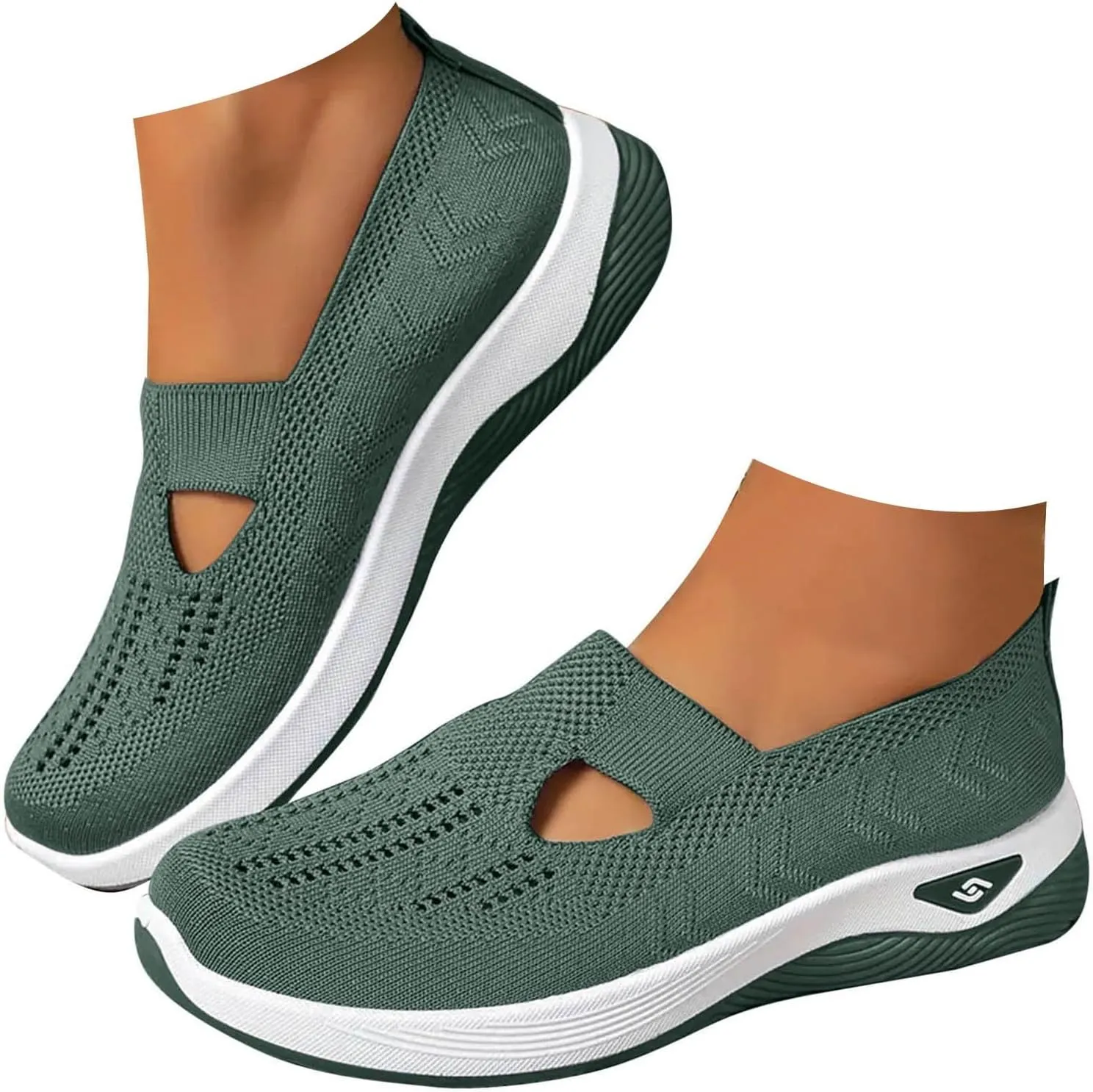 Cathalem Women's Woven Orthopedic Breathable Soft Shoes Arch Support, Diabetes Foam Shoes Walking Anti-Skid Sports Shoes