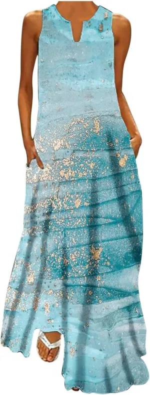 Ceboyel Womens Floral Summer Long Maxi Dress Bohemian Sleeveless Sundresses Casual Flowy Sun Dresses Trendy Resort Wear 2023
