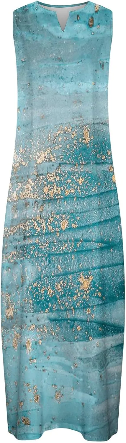 Ceboyel Womens Floral Summer Long Maxi Dress Bohemian Sleeveless Sundresses Casual Flowy Sun Dresses Trendy Resort Wear 2023