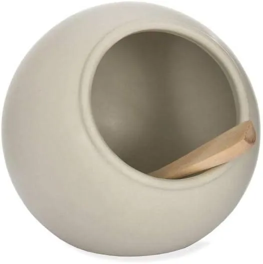 Ceramic Salt Cellar with Wooden Spoon