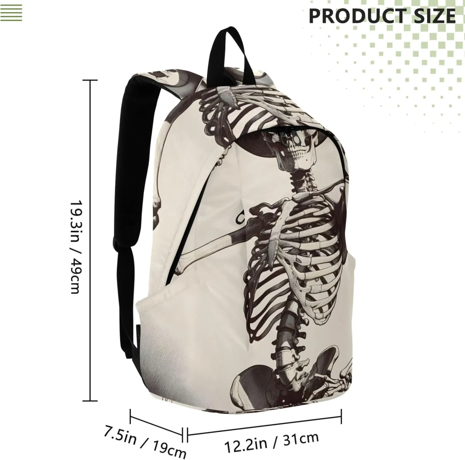 CHIFIGNO Cool Skeleton Cowboy Western Custom Mens Cute Backpack for Women Bookbag School Bags for Girls