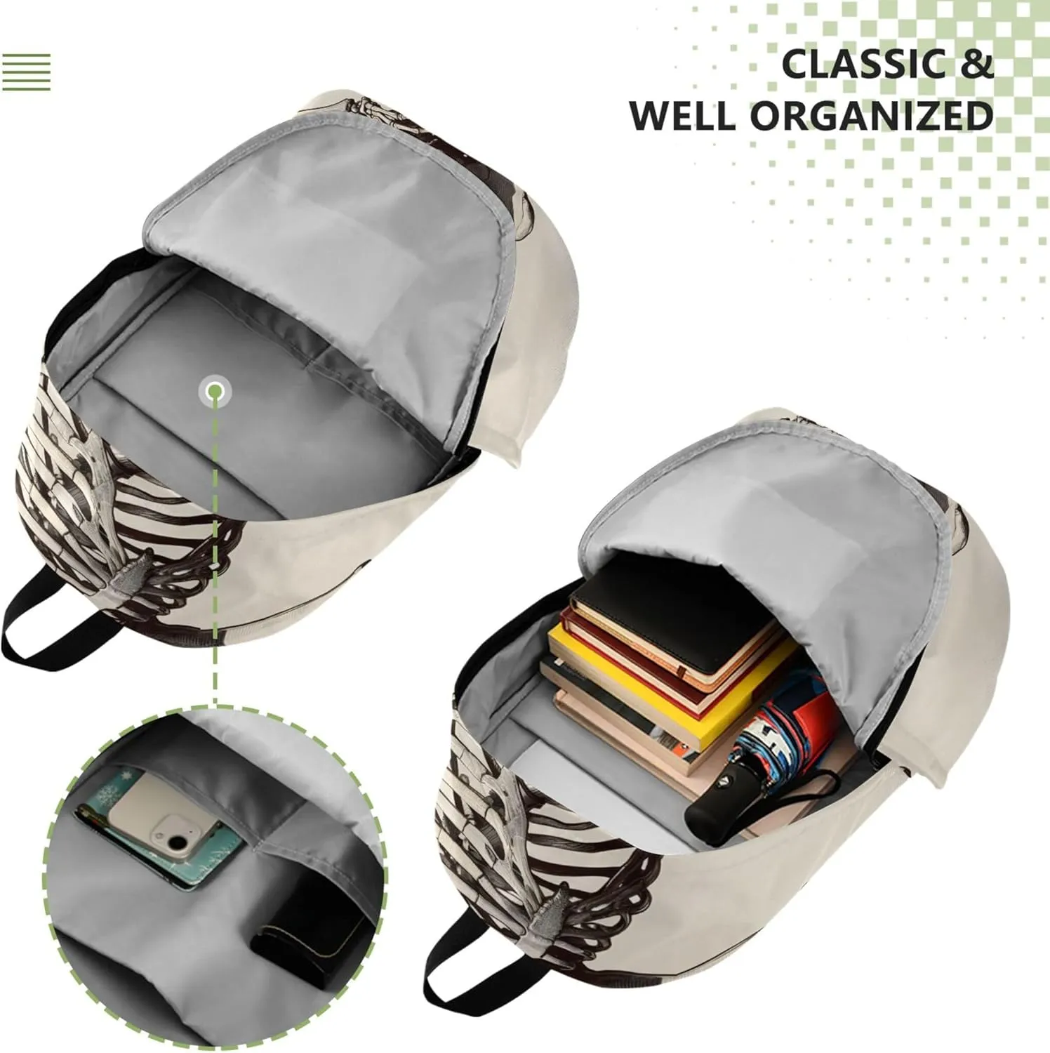 CHIFIGNO Cool Skeleton Cowboy Western Custom Mens Cute Backpack for Women Bookbag School Bags for Girls