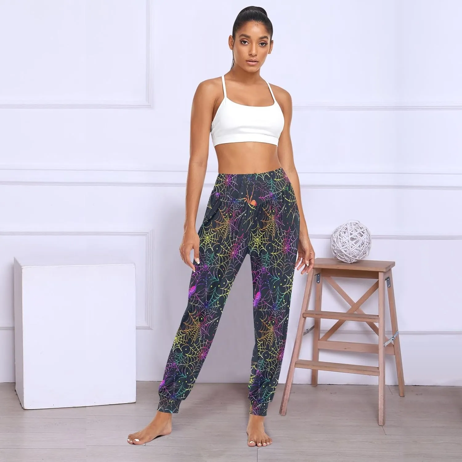 CHIFIGNO Cute Sweatpants for Women Hippie Pants Baggy Pants Harem Pants Casual Yoga Pants