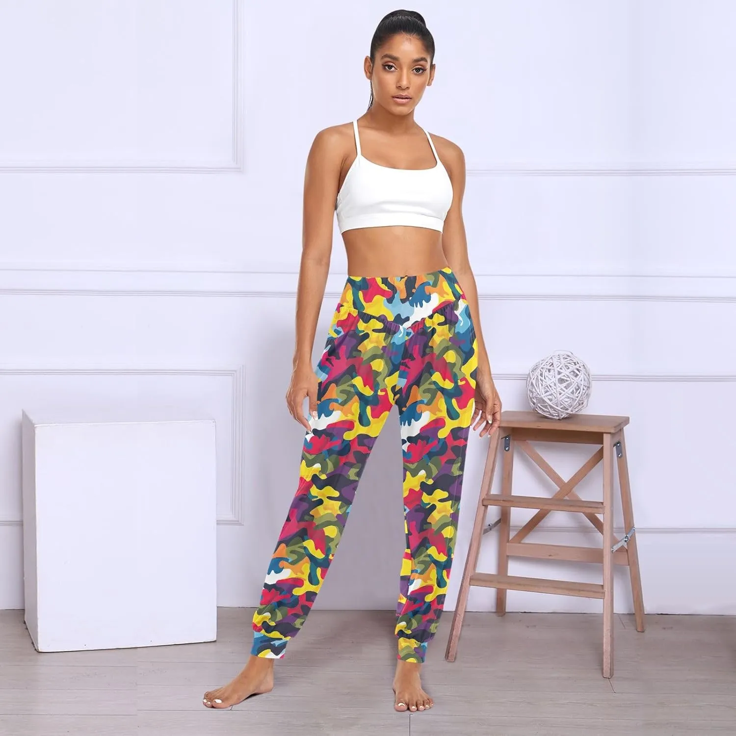 CHIFIGNO Womens Harem Pants Harem Pants Women Workout Joggers Lightweight Casual Pants
