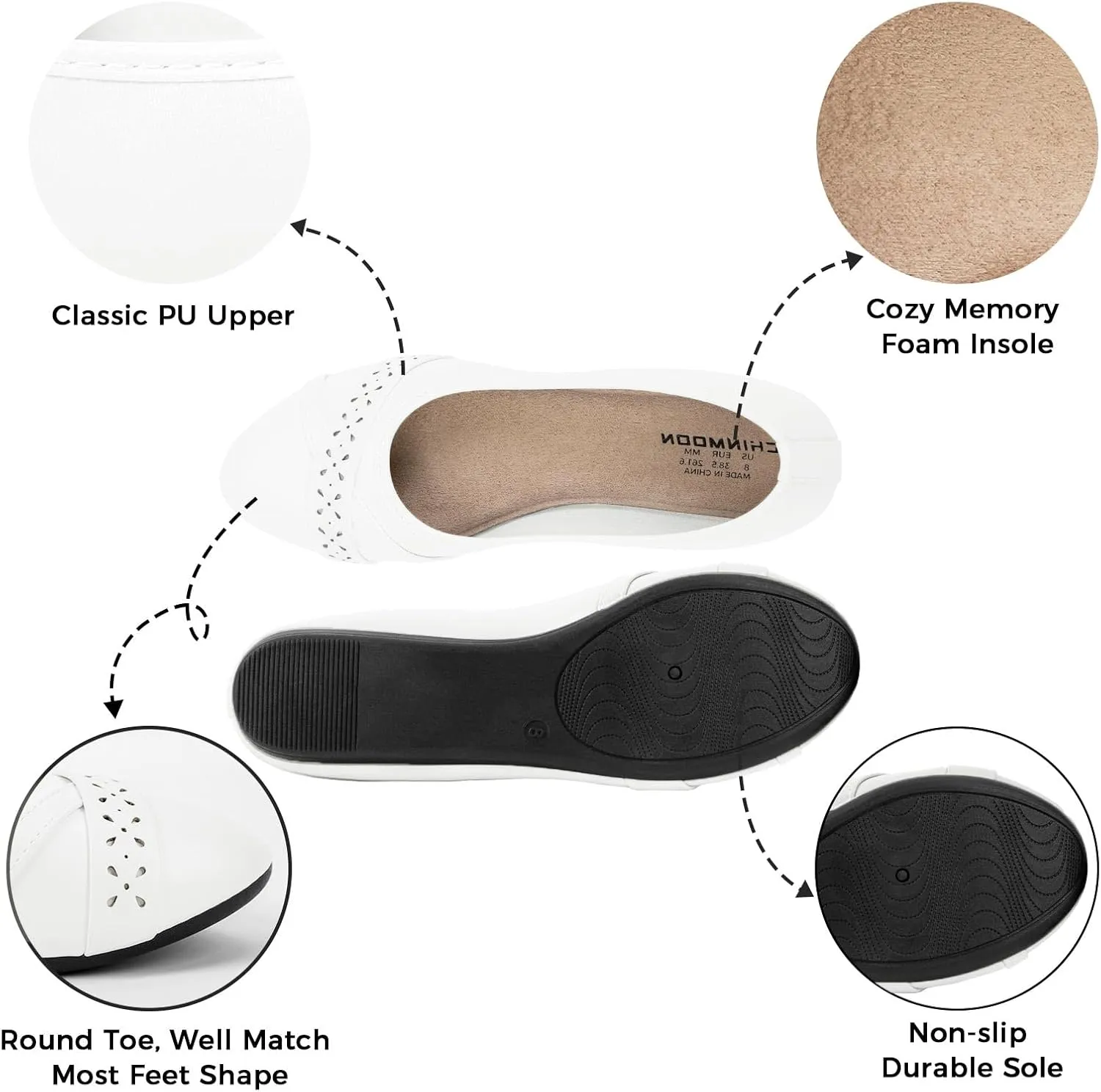 CHIN??MOON Women's Ballet Flats Comfortable Dressy Walking Dress Casual Shoes