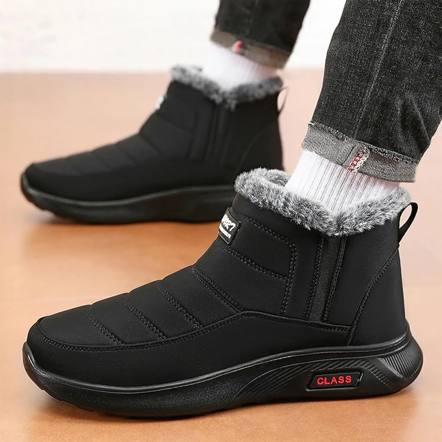 Chunky Heel Winter Boots for Women Women's Snow Boots Size 7 W Slip On Winter Shoes for Women Womens Ankle Boots Fur Lined Mid Calf Winter Boots Women Prime of Day Deals Today 2024