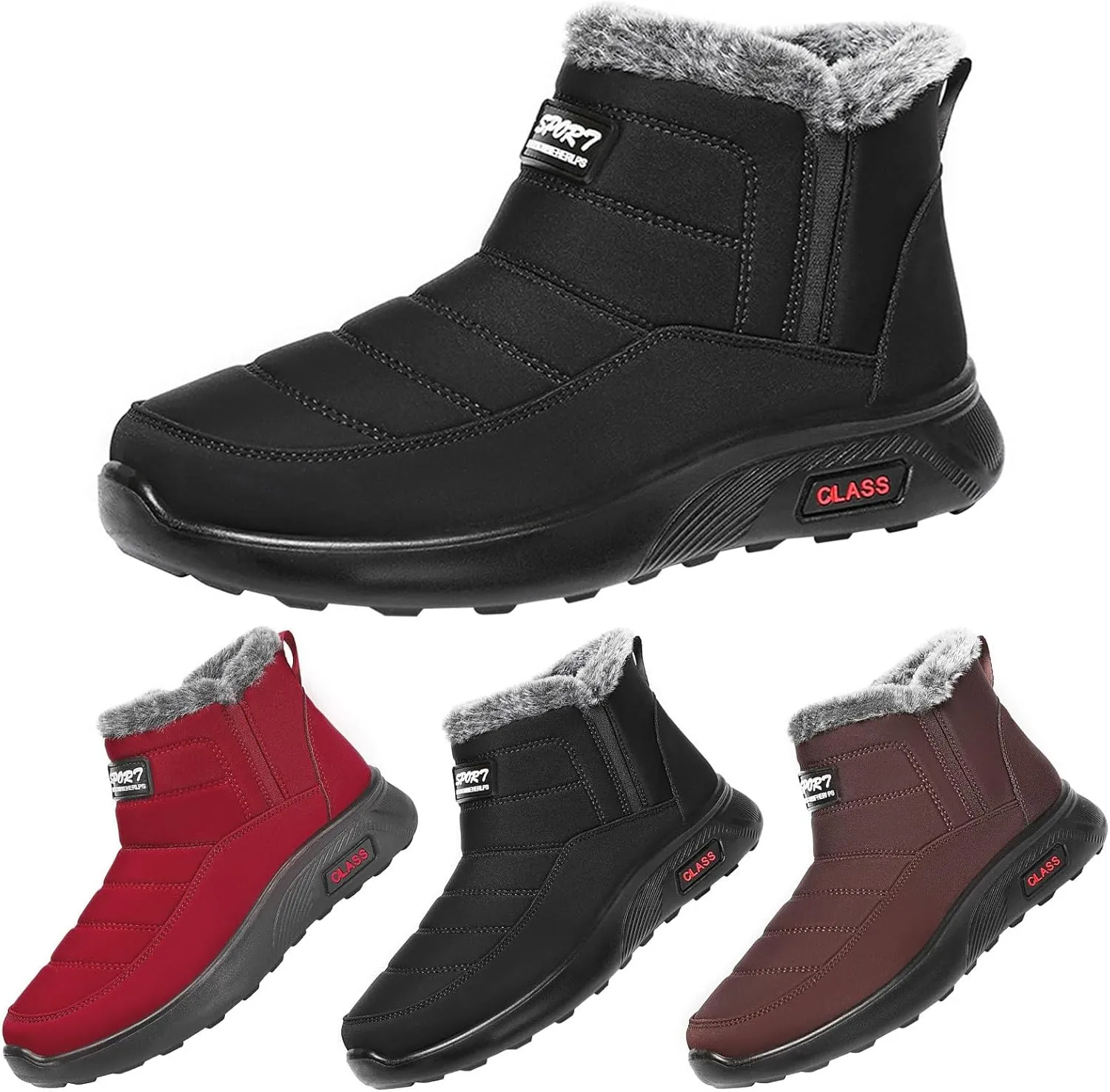 Chunky Heel Winter Boots for Women Women's Snow Boots Size 7 W Slip On Winter Shoes for Women Womens Ankle Boots Fur Lined Mid Calf Winter Boots Women Prime of Day Deals Today 2024