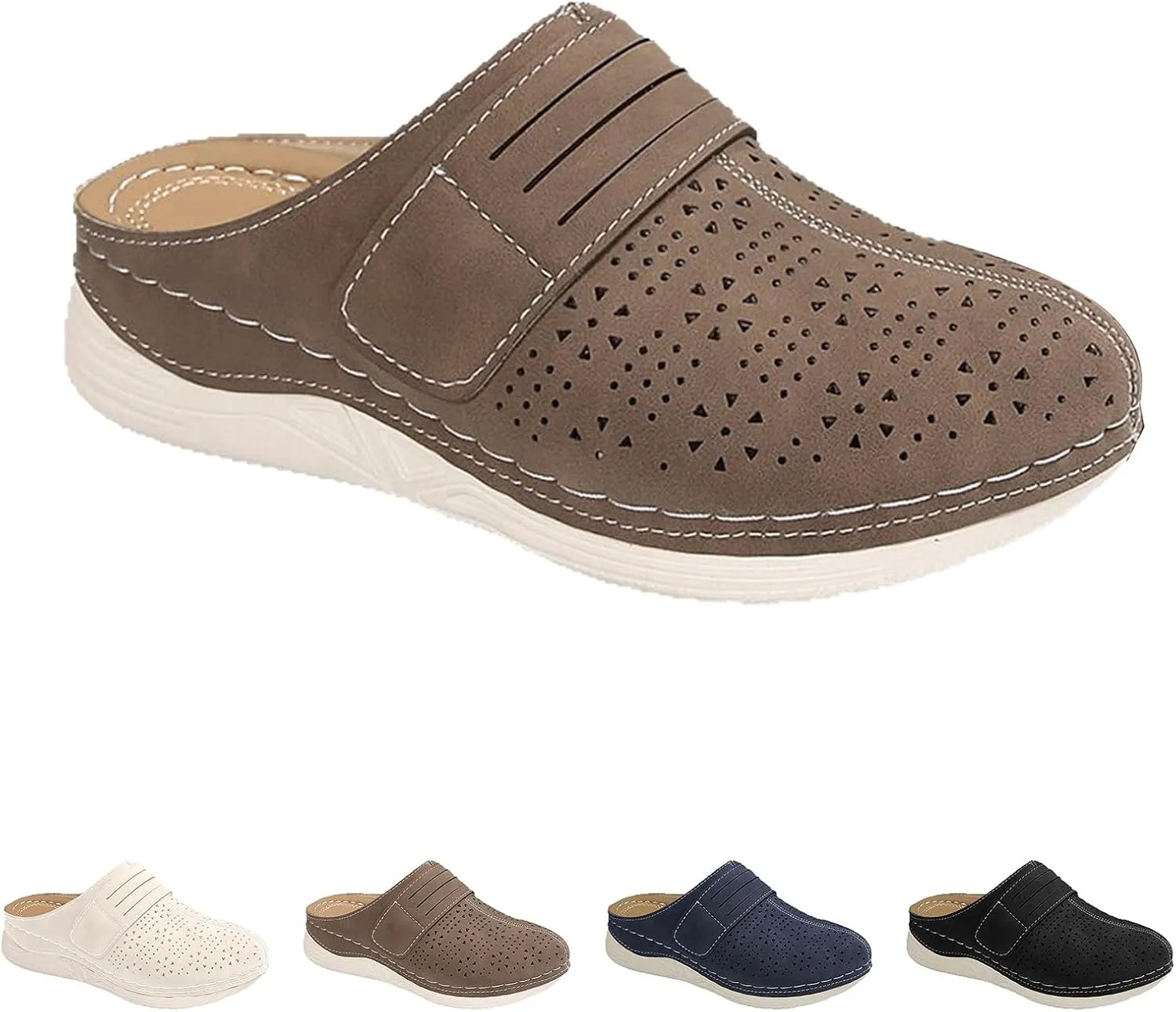 Clogs for Women Comfortable Orthopedic Low Wedge Sandals Dressy Summer Closed Toe Slides Mules Casual Slip On Wide Width Lightweight Slippers with Arch Support