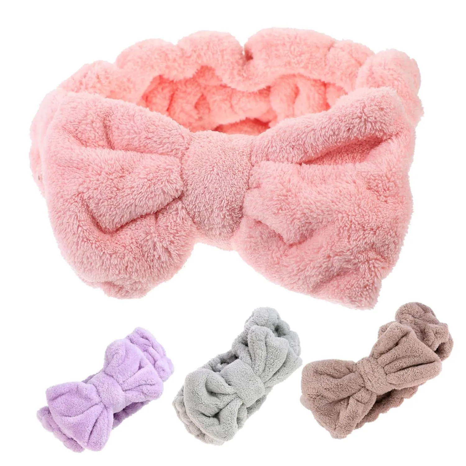 Coral Velvet Headband Set 4pcs Bowknot Headband Hair Band Soft Fleece Headwear Hair Accessories Minimalist Headdress