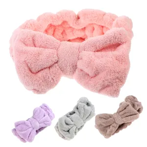 Coral Velvet Headband Set 4pcs Bowknot Headband Hair Band Soft Fleece Headwear Hair Accessories Minimalist Headdress