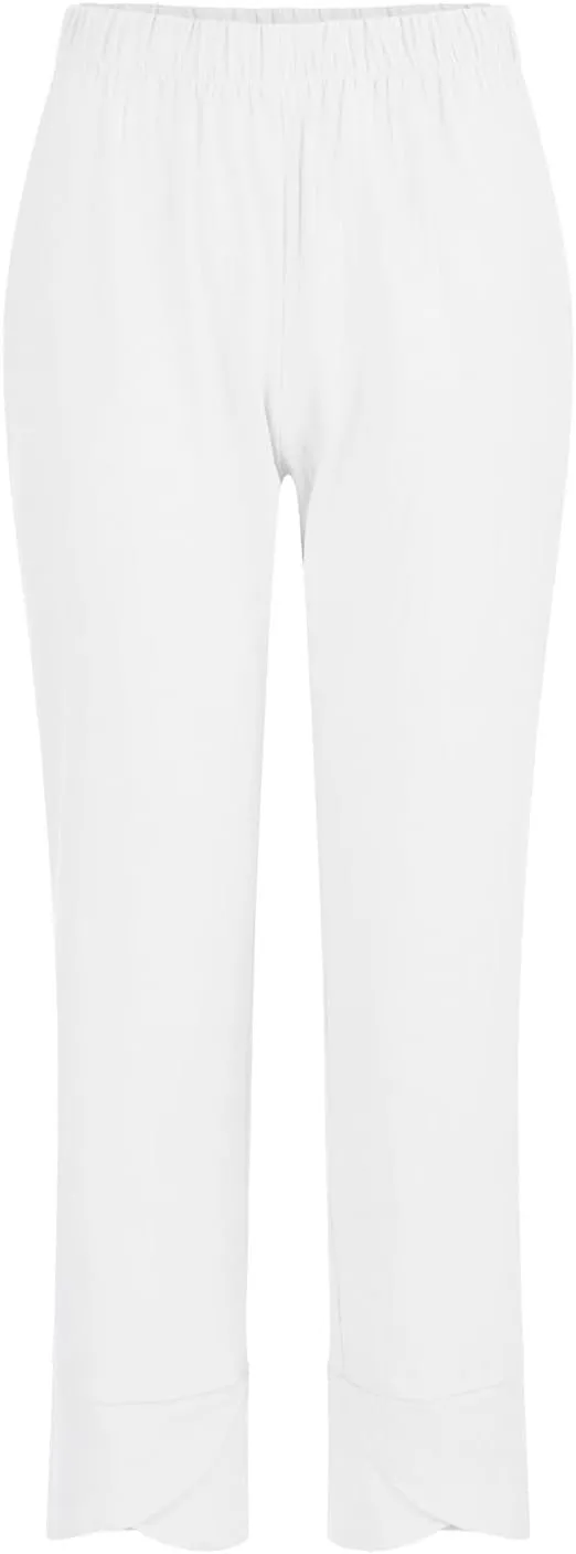 Cotton Linen Pants Women Casual Summer Capris Lightweight Cropped Pants Baggy Palazzo Pants Comfy Harem Pants with Pockets
