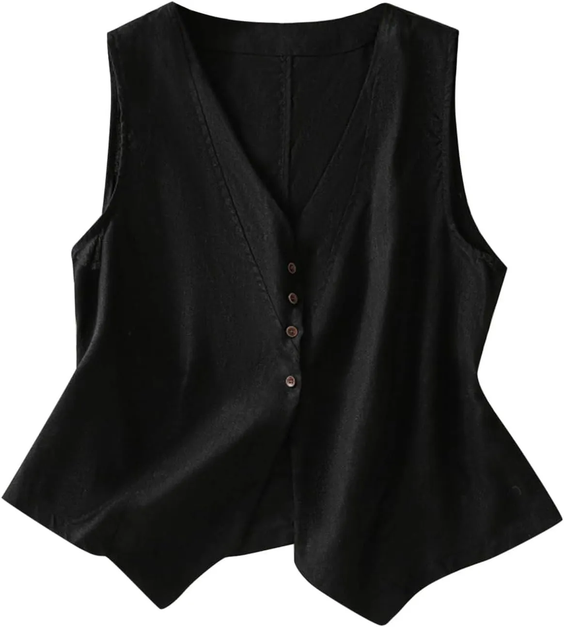 Cotton Linen Vest for Women Sleeveless Button Down Coats Casual Lightweight V Neck Retro 2024 Fall Jackets Pockets