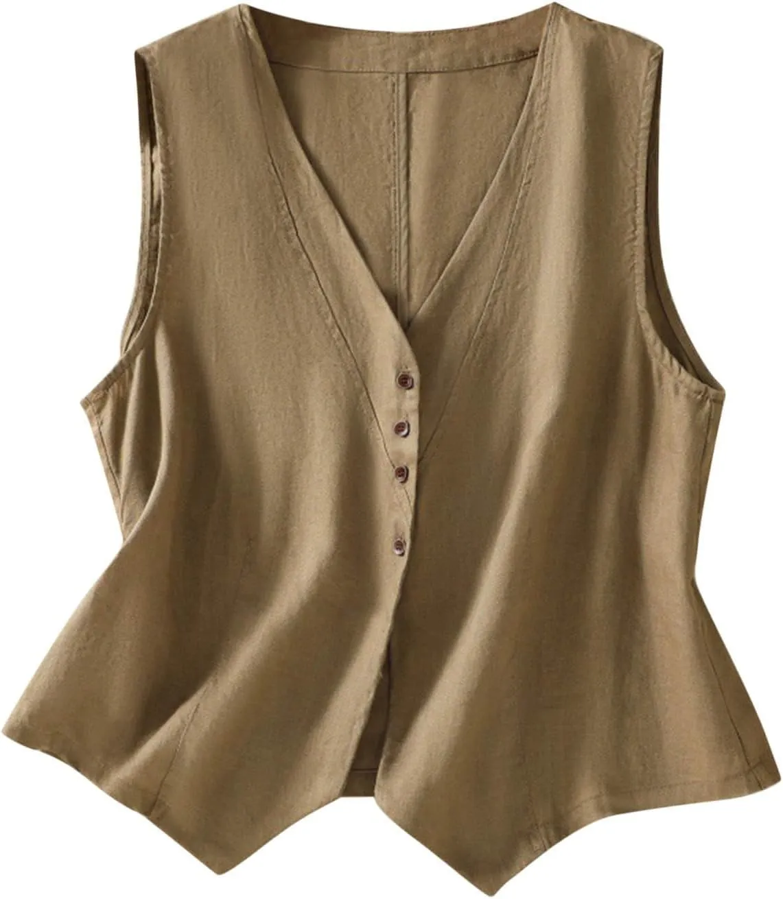 Cotton Linen Vest for Women Sleeveless Button Down Coats Casual Lightweight V Neck Retro 2024 Fall Jackets Pockets
