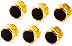 Cuff-Daddy 6 Gold Black Shirt Studs
