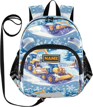 Custom Cute Ears Toddler School Bag Leash Kids Boy's/Girl's Anti-Lost Personalized Daycare Bag with Reflective Strip M Construction Truck Cartoon Bulldozer Snowflake