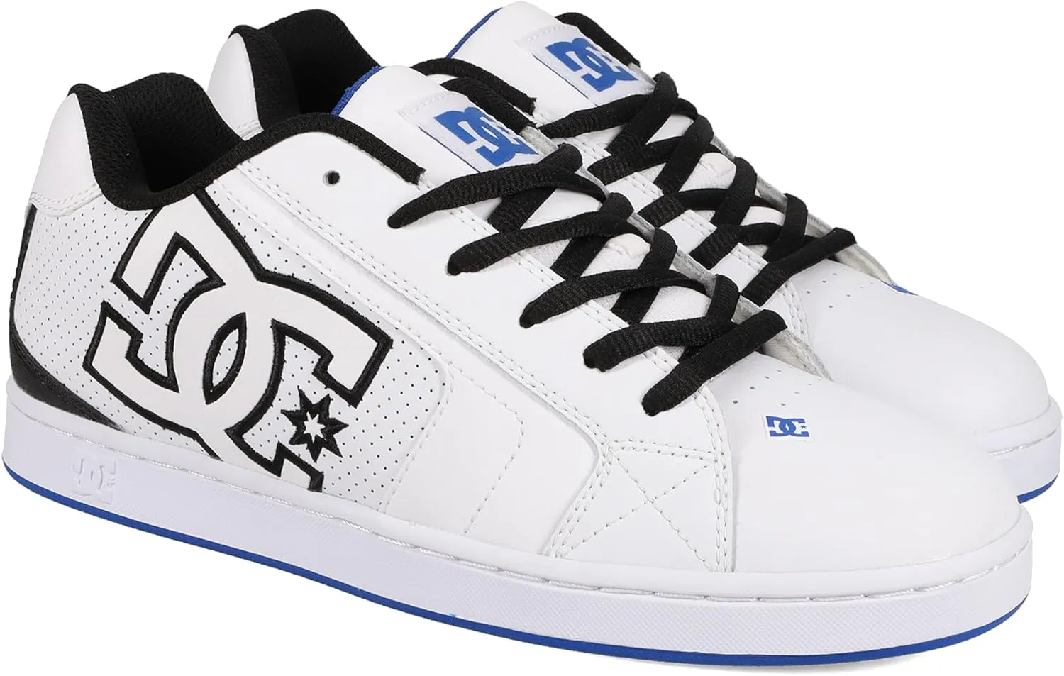 DC Men's Net Skate Shoe, White/Black/Blue, 8.5