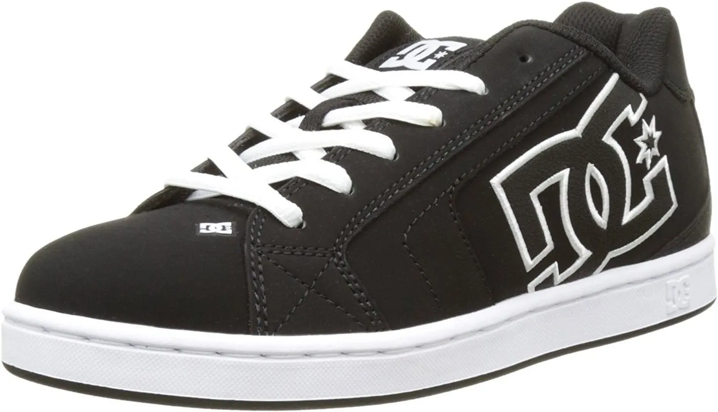 DC Net Black White Mens Suede Skate Trainers Shoes-8